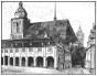 Blick auf die Schlosskirche mit den Buden 1920 schwarz-weiß